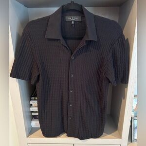 Rag & Bone Textured Black Casual Shirt